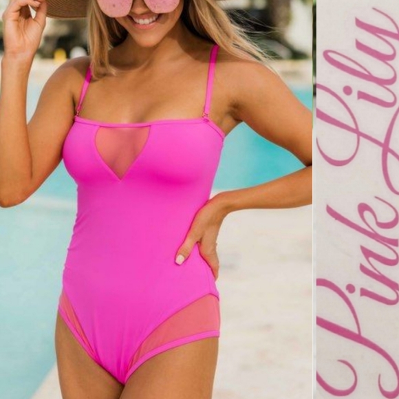 Pink Lily Other - DIVE INTO LOVE HOT PINK SWIMSUIT